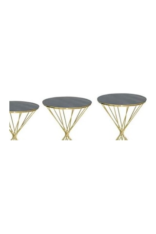 Zigon Sehpa BRC RİVOLİ Model 3'lü 1050 Siyah Cam tabla Gold Parlak Pirinç Ayak El Yapım