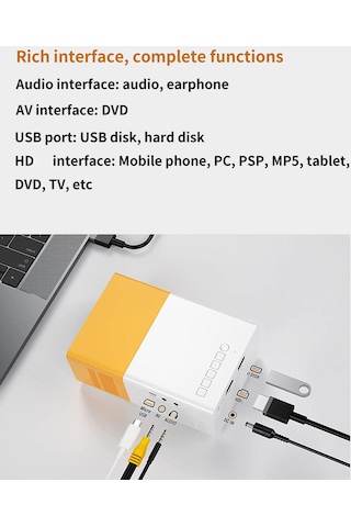 Geeroyoo Yg300 Led Projeksiyon Cihazı - Ev/outdoor Taşınabilir, 24-60 İnç Ekran, Manuel Odak, 400-600 Lumens, Mavi Beyaz, Avrupa Standartı