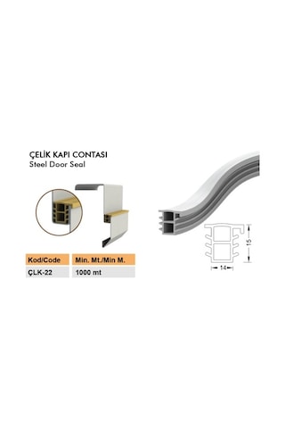 Çelik Kapı Fitili / Çelik Kapı Kasa Kanat Contası Çlk-22-Siyah-6 Metre