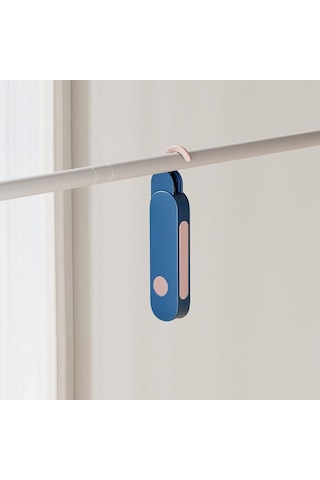 Sones Yedi Delikli Çok Fonksiyonlu Seyahat Katlanabilir Çamaşır Kurutma Askısı Mavi Mavi