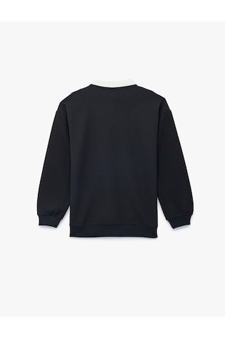 Koton Dokulu Uzun Kollu Polo Yaka Sweatshirt Lacivert 6skb10068tk Lacivert