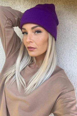 Unisex Kışlık Mor Katlamalı Bere Mor