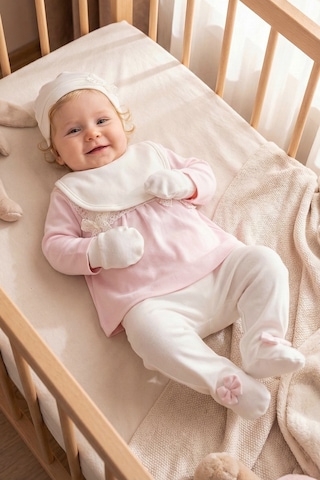 Babymod Fistolu 100% Pamuk Kız Bebek Takım 5'li Set Pudra