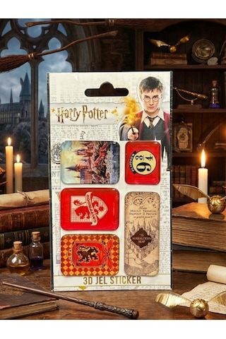 Harry Potter Kabartmalı Jel Damla Sticker 5li Set Çağulcu Haritası Çok Renkli