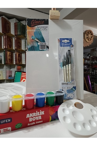 Akrilik Başlangıç Seti Şövale+tuval+fırça Seti+boya+palet 5li Stoklara Göre Markalarda Fark Olabilir 0