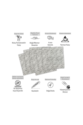 3 Boyutlu Duvar Paneli Kabartmalı Metro Dikdörtgen Desen Pvc 41x41 Cm/ 6 Adet /1 M² Mermer