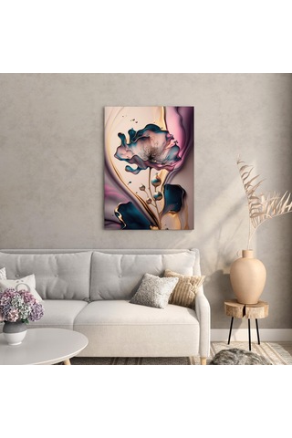 Sıvı Çiçekler Altın Hüzme Kanvas Tablo Nv00283
