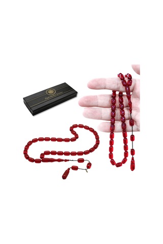 Tesbihname Katalin Tesbih - Sistemli - Usta İşçilikli - Özel Kutulu - Kırmızı Renk - Kapsül Kesim 99571826