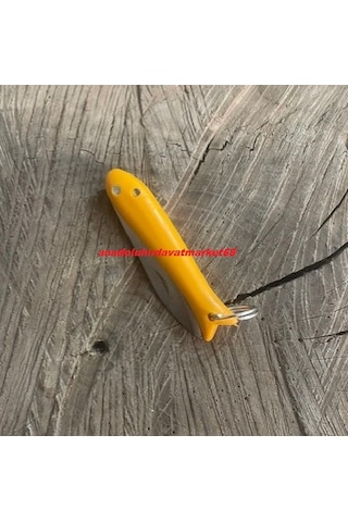 Dmr Çelik Balık Model Mini Kamp Çakı Anahtarlık Kamp Çakı Mini Cep Kamp Çakısı El Yapımı 5cm Sarı