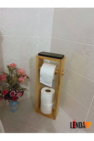 Doğal Desenli Dekoratif Tuvalet Kağıtlığı Çam Ağacından Üretilmiştir Bej