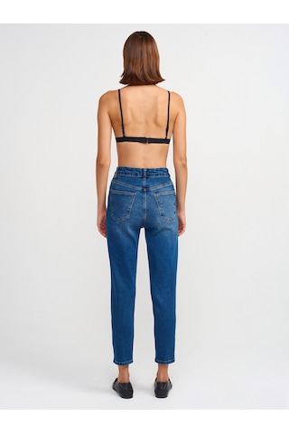 Dilvin Comfort Likra Denim Mom Pantolon Lacivert