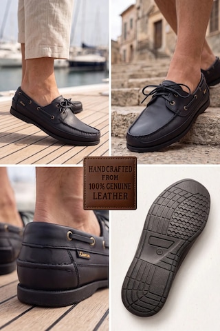 Blue Boy Marina Siyah Hakiki Deri Lüks Erkek Tekne Ayakkabısı, Makosen, Loafer Ve Casuall Ayak...