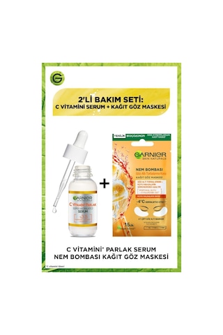 Garnier C Vitamini Parlak Süper Aydınlatıcı Serum 30 ML + Nem Bombası Kağıt Göz Maskesi