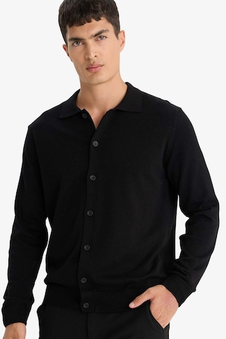 Defacto Standart Fit Polo Yaka Triko Hırka F5863ax25wnbk27 Siyah