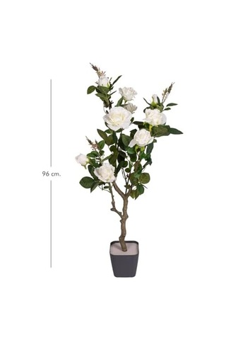 Yapay Gül Ağacı Yeşil-beyaz 96 Cm.