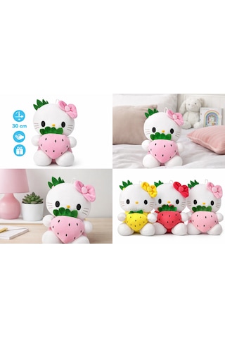 30 Cm Küçük Boy Pembe Hello Kitty Çilek Temalı Peluş Oyuncak Pembe Renk Pembe