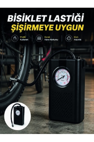 Analog Manometreli Kompakt Araç Hava Pompası Lastik Şişirme Cihazı Çokrenkli