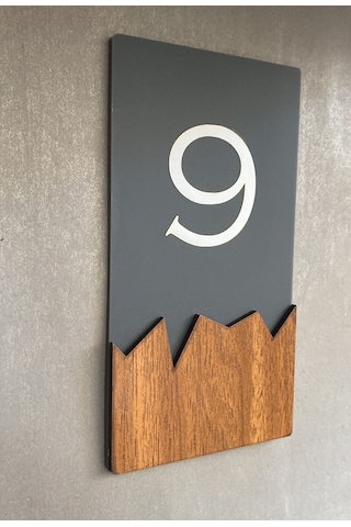 Wooden Serisi Dikey Kapı Numarası