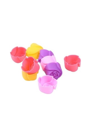 Fastbuy Silikon Gül Desenli Kek Kalıbı Seti - 10'lu - Siyah, Cupcake Ve Jöle İçin Siyah