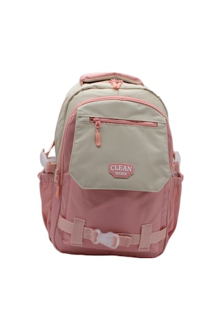 Çok Bölmeli Bej-pudra Okul Sırt Çantası Unisex Okul Çantası 26011 Pembe