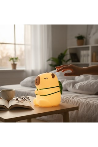 Sevimli Capybara Led Gece Lambası Dokunmatik, Yumuşak Işık, Dekoratif Abajur Diğer