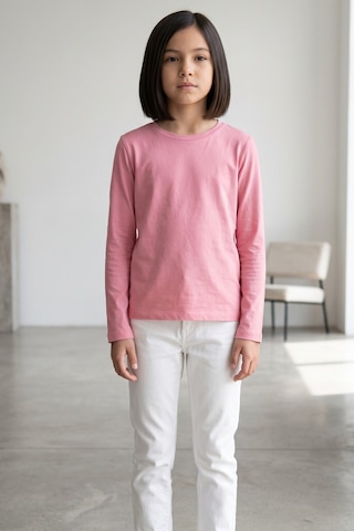Kiagu Pembe Basic T-shirt- Terletmeyen Esnek Kumaş Pamuklu Mevsimlik Pembe Kız Çocuk Tsort Pembe