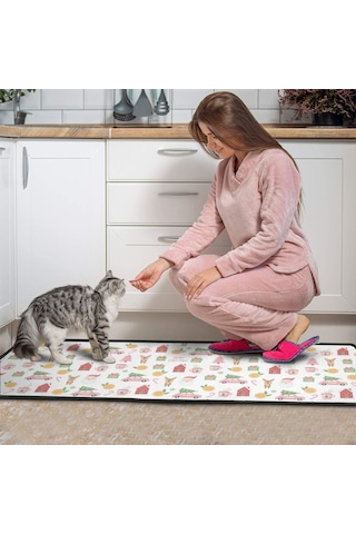 Noel Desenli 2'li Mutfak Matı, Anti-yorgunluk, Yastıklı Ve Kaymaz, Mutfak Ve Ofis İçin Noel Baba Noel Araba