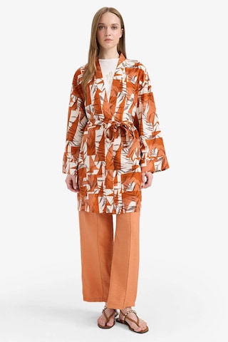 Defacto Relax Fit Bisiklet Yaka Desenli Viskon Kimono E7262ax25smog613 Turuncu