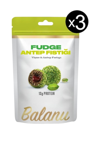 Fudge Antep Fıstığı Kaplı Vişneli Meyve Topları 110gr X3 Adet