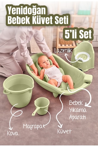 Vienev 5Li Set Yenidoğan Küvet Seti Yeşil
