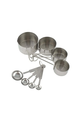 Fosenze 8 Parça Paslanmaz Çelik Ölçü Kupa Ve Kaşık Seti - Fırınlama Ve Pişirme İçin Dayanıklı, Yığılabilir, Lavabo Güvenli