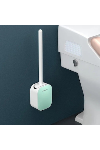 Mavi Wıkhostar Tuvalet Fırçası Silikon Uzun Saplı Tuvalet Temizleme Fırçası Duvara Montaj Hızlı Boşaltma Temiz Aracı Banyo Aksesuarları