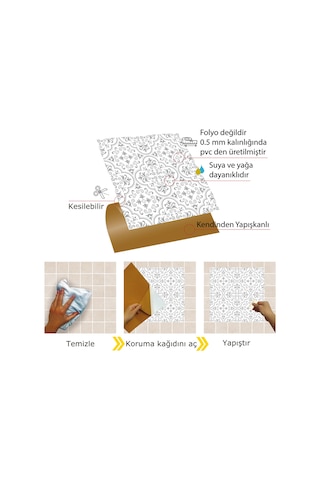 Tink KENDİNDEN YAPIŞKANLI GRİ MOTİFLİ DESENLİ PVC KARO 30X30 CM