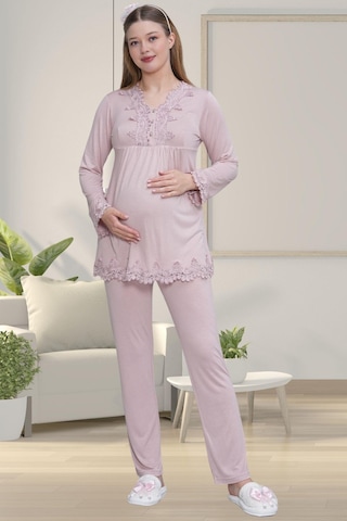 Mecit Pijama Mecit 1501 Gül Kurusu Hamile Lohusa Pijama Takımı