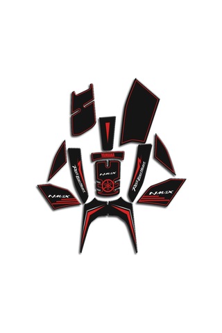 Hades Yamaha Nmax 2021 Uyumlu Tank Pad Seti Kırmızı Depo Koruma Siyah