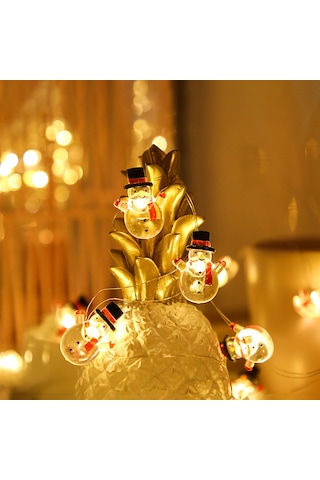 Shineyee Kardan Adam Figürlü 3 Metre 30 Led Noel Dekorasyon Işık Zinciri - Sürekli Açık Ve Parıltı Modu, 3xaa Pil İle Çalışır Pil Dahil Değil