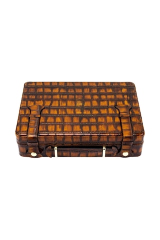 Croco Desen Seyahat Puro Kutusu Humidor İçi Sedir Kahve 18's