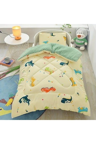 Elmpaly Dino Parti 120x100 CM 4 Mevsim Bebek ve Çocuk Yorganı Yatak Örtüsü