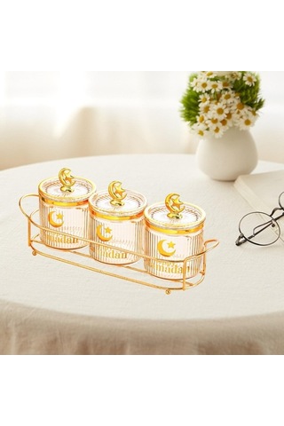 Trendooze Düğünlik Kavanoz Şekerlik, Mutfak Tatili Kehribar, Unik Design Kehribar