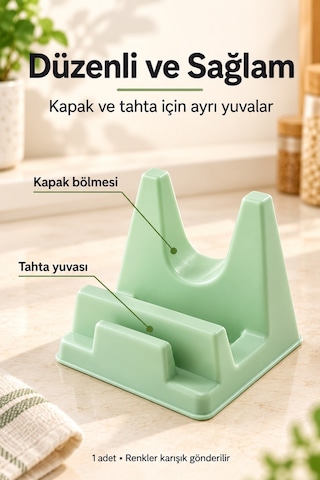 Mutfak Düzenleyici Stand Tencere Kapağı Tutucu Ve Kesme Tahtası Düzenleyici Karışık