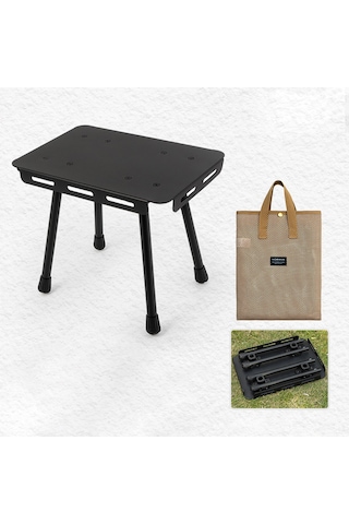 Jeemson Alüminyum Çıkışlı Çift Fonksiyonlu Folding Masa & Tabure - Taşınabilir Kamp, Piknik Ve Balıkçılık Gereci Depo Çantası İçerir Siyah