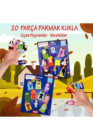 2 Set - 20 Parça Tox Meslekler ve Uçan Hayvanlar Parmak Kukla T76
