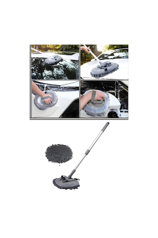 Flora F276 Mikrofiber Araç Temizleme Mop Seti - 104 Cm Oto Teleskopik Sap + 26 Cm Oval Mop Başlık