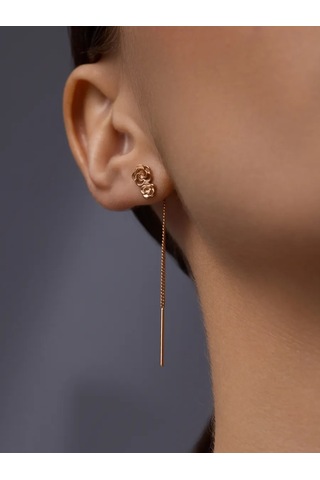 Marıola Uzun Altın Kaplama Zincir Küpe 925 Ayar Gümüş Çiçekler 378786160 Altın