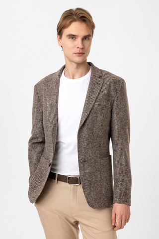 Back And Bond Bej Slim Fit Mono Yaka Dokuma Ceket