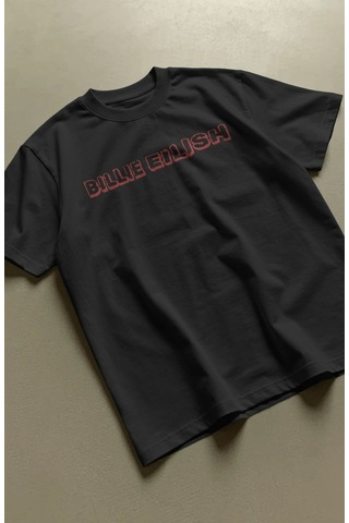 Sevbano Billie Eilish Lunch Şarkıcı Baskılı Unisex Oversize Premium Tişör Siyah