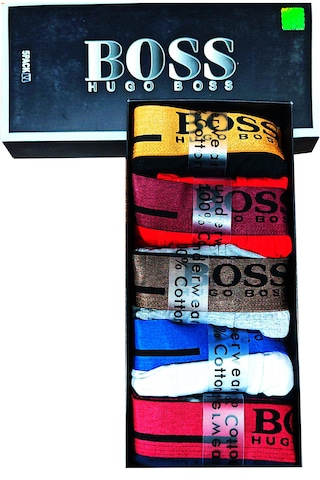 Hugo Boss 5" Li Erkek Boxer Set Fit Kalıp Beyaz - Gri Melanj - Siyah