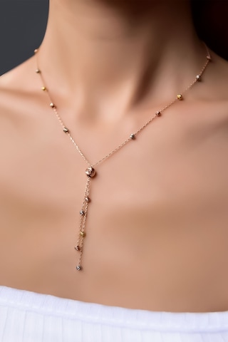 Papatya Silver 925 Ayar Gümüş Rose Kaplama Üç Renk Dorika Toplu Sim Kadın Kolye