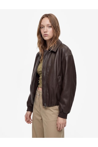 Koton Fermuarlı Klasik Yaka Suni Deri Crop Bomber Ceket Kahverengi 7wal20045ıw Kahve