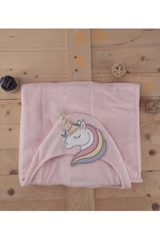 Pamuklu Unicorn Desenli Bebek & Çocuk Kundak Panço Baveno Pembe